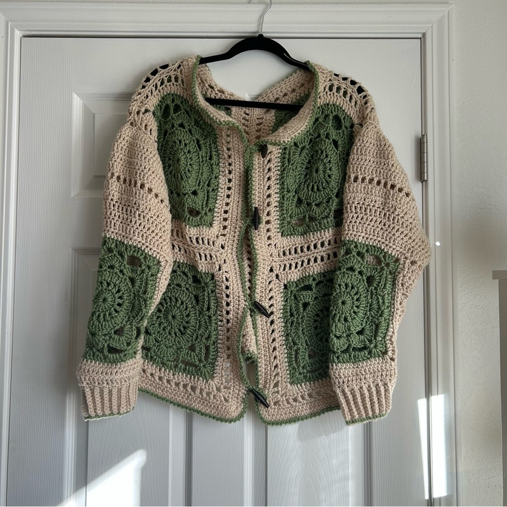 Vintage unbranded crochet knit sweater size xxl